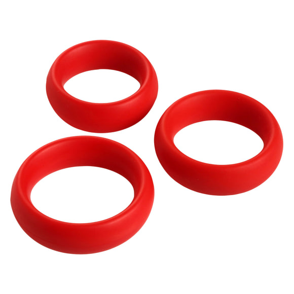 3 Piece Silicone Cock Ring Set - Red