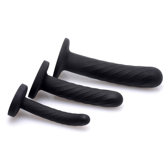 Trinity Strap-On Silicone 3 Piece Dildo Set - Black