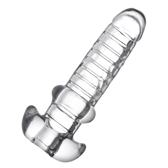 Tight Hole Clear Ribbed Penis Sheath