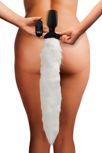 Remote Control White Vibrating Fox Tail Anal Plug