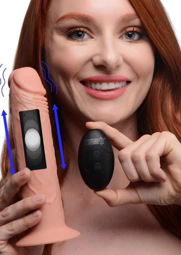 7X Remote Control Vibrating and Thumping Dildo - Light