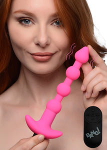 Remote Control Vibrating Silicone Anal Beads - Pink