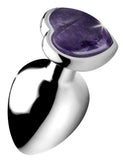 Genuine Amethyst Gemstone Heart Anal Plug - Medium