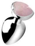 Authentic Rose Quartz Gemstone Heart Anal Plug - Medium